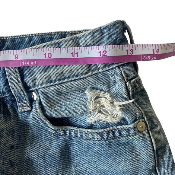 & Denim Distressed Button Up Mini Skirt Sz 4 - Picture 5 of 8